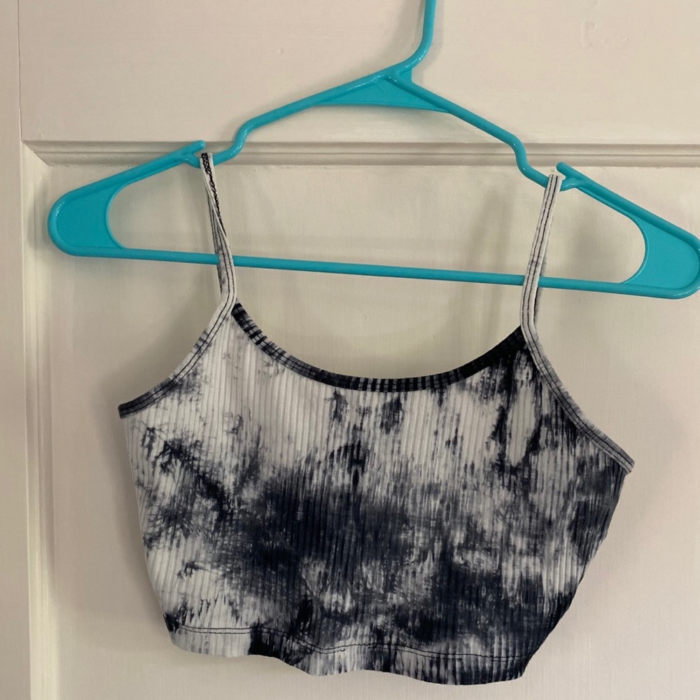 Black and white tie die tank top